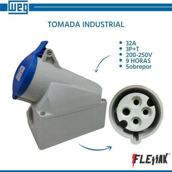 Imagem de Tomada Industrial 32A 3P+T 9 Horas Sobrepor 200-250V Weg