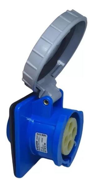 Imagem de Tomada Industrial de Embutir 16A N+T Azul 9H Steck S-5049