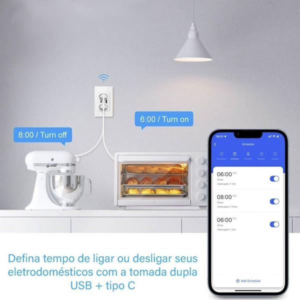 Imagem de Tomada Inteligente Dupla e USB Wi-Fi NovaDigital