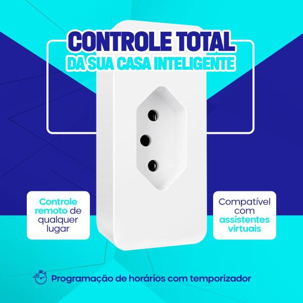 Imagem de Tomada Inteligente Smart Wifi Automação Casa Compatível Com Alexa e Google Home Com Medidor de Consumo