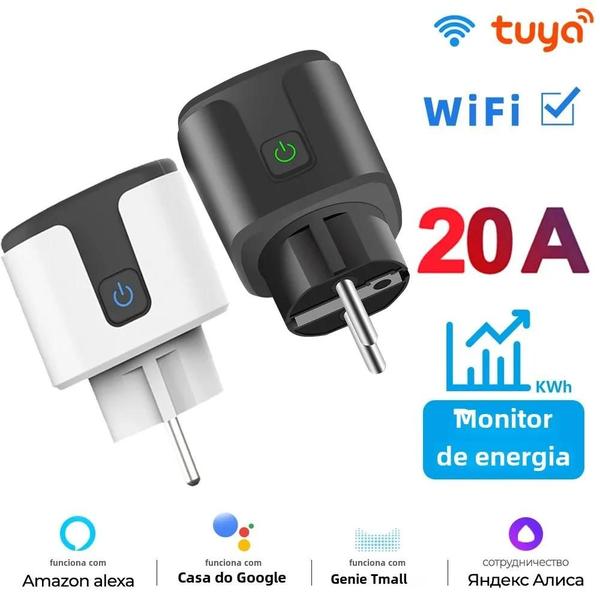 Imagem de Tomada Inteligente Wi-Fi 20A com Temporizador, Monitoramento de Energia e Controle por Voz Alexa