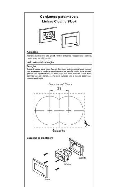 Imagem de Tomada P/ Moveis Ilumi 3 Pinos Preta 10a 250v Nbr 14136