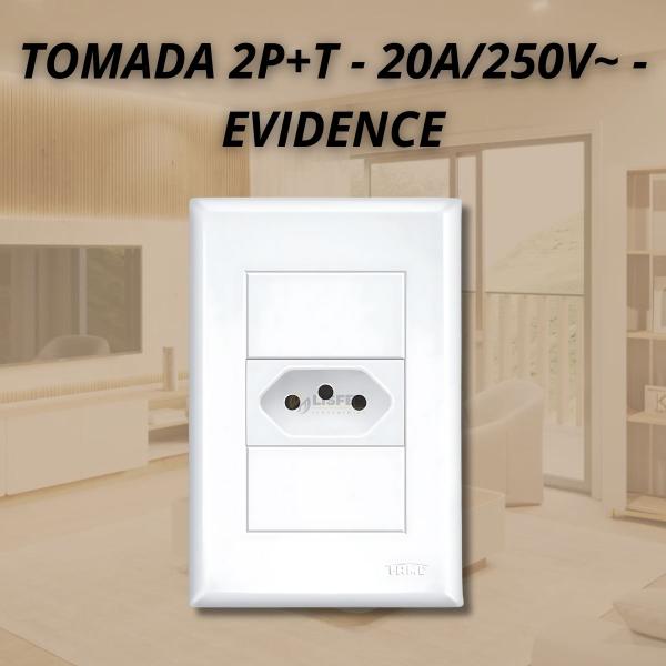 Imagem de Tomada Padrão 2p+T 20A Com Placa Evidence - Fame