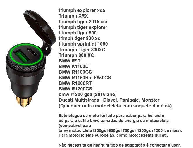 Imagem de Tomada Para Carregar Celular Moto Triumph Tiger 800 900 1200 Bmw Ducati