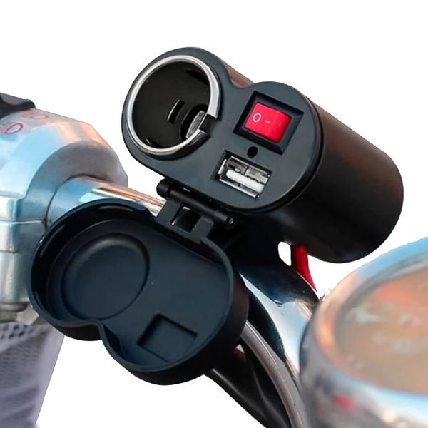 Imagem de Tomada para Moto USB 12V Acendedor Motocicleta Carregador