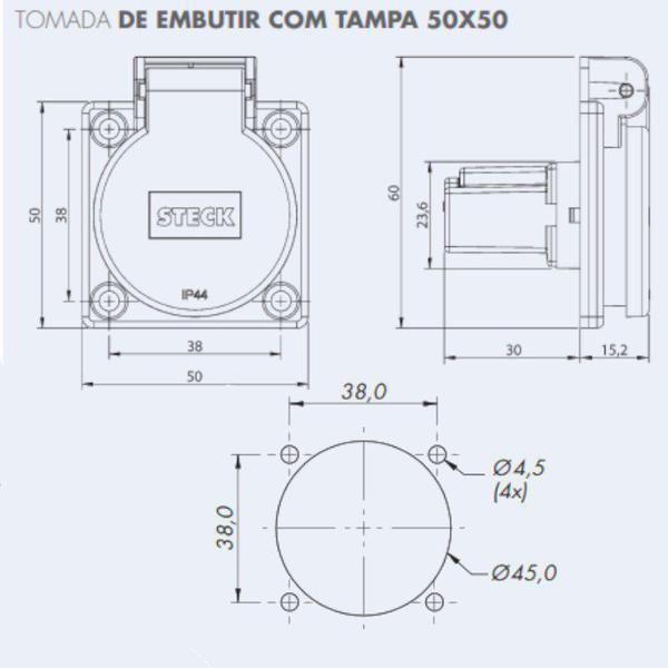 Imagem de Tomada quasar com tampa 2p t 20a