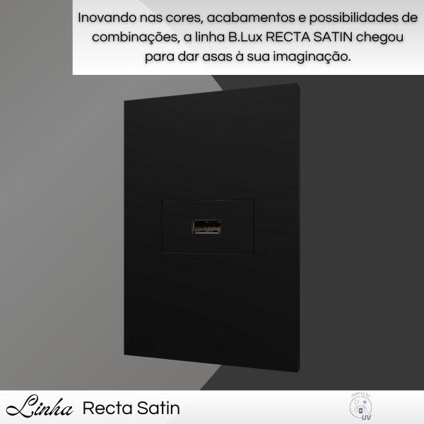 Imagem de Tomada Recta Satin USB 2A Com Placa Black Universal - BLux