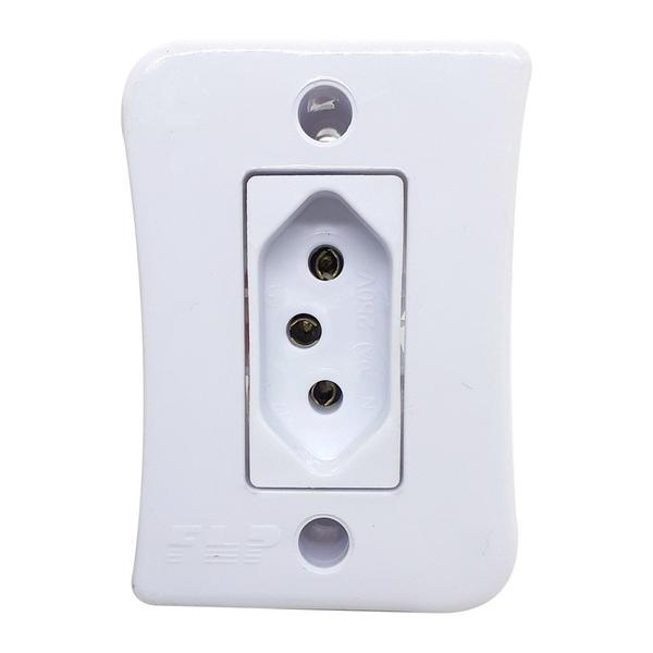 Imagem de Tomada Simples 10A 2p+t Sobrepor Externo Branco Com Placa Espelho Linha Viena 127v e 250v Bivolt