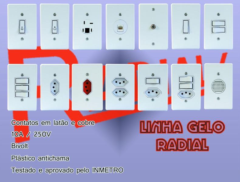 Imagem de Tomada Telefone Padrão + Modular Linha Gelo Radial