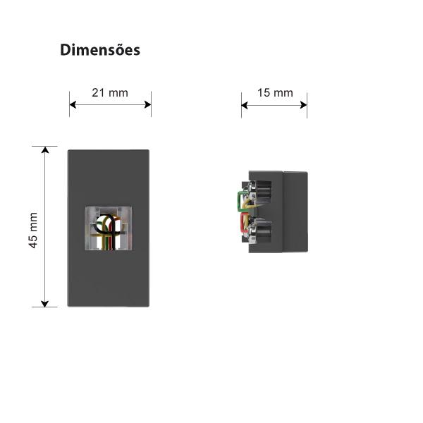 Imagem de Tomada Telefone RJ11 4 Fios cor Grafite Infiniti MarGirius