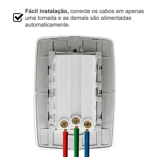 Imagem de Tomada Tripla Ilumi Linha Lev 10A Monobloco Fácil Instalação