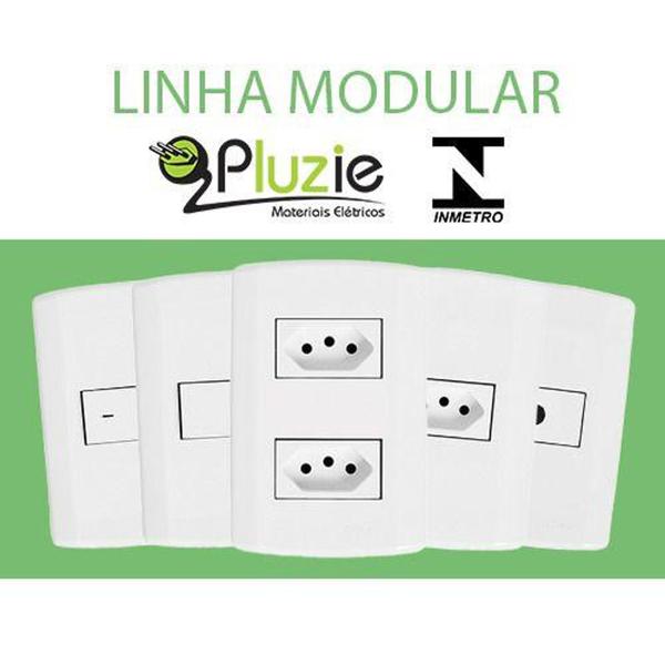 Imagem de Tomada tripla linha facil 10A Pluzi Modular Pluzie 4x2 branca 250V