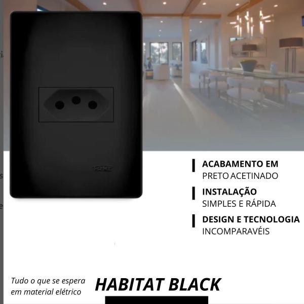 Imagem de Tomada Tripolar 20a Preto Fosco Black Completa