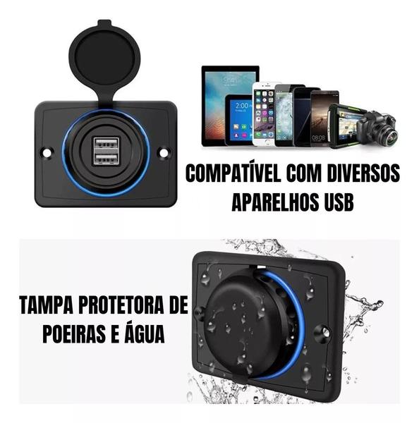 Imagem de Tomada Usb Carregador Veicular 12v 24v Barco Van Caminhão