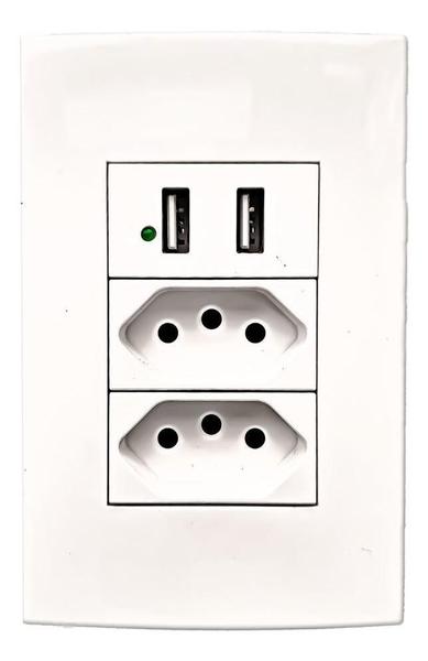 Imagem de Tomada USB com Indicadores 2 Entradas USB LED 10A - VALECOM