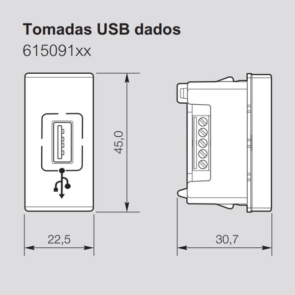 Imagem de Tomada USB Dados Cinza PIAL Plus+ 615091CZ Legrand