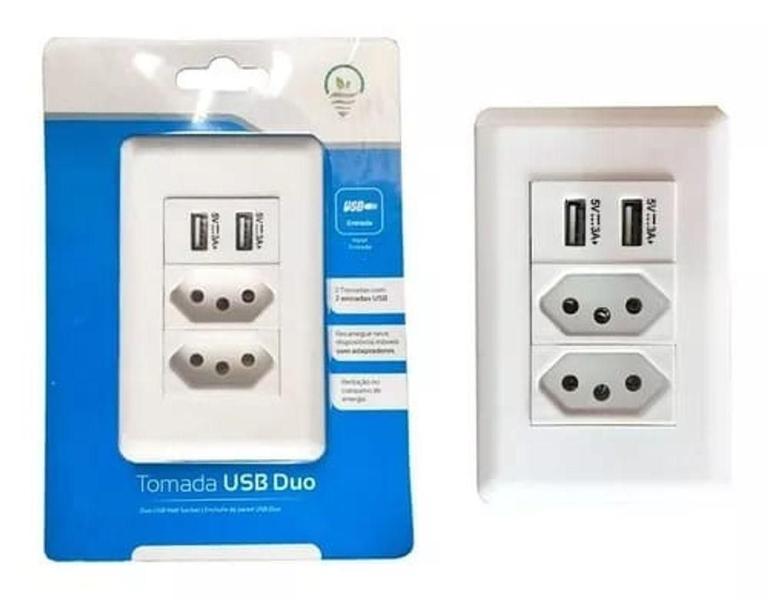 Imagem de Tomada Usb De Parede Com Duplo Usb Versão Moderna Celular