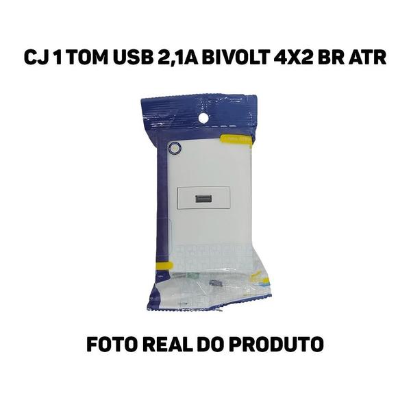 Imagem de Tomada Usb De Parede Universal Bivolt 2.1A Celulares 4X2