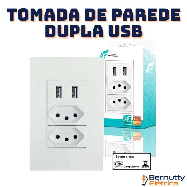 Imagem de Tomada USB Universal Duo 2 Tomada De Parede Bivolt Multifuncional Com Duas Entrada USB