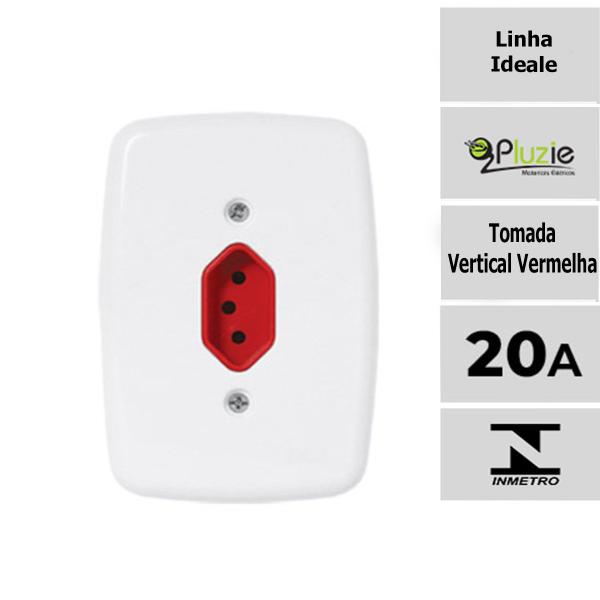 Imagem de Tomada vertical vermelha simples 20A Pluzie Ideale