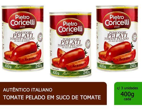 Tomate Pelado Em Suco Pietro Coricelli Vegano Kit 3 X 400g Imagem de Tomate Pelado Em Suco Pietro Coricelli Vegano Kit 3 X 400g