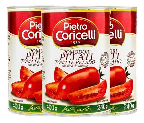 Tomate Pelado Em Suco Pietro Coricelli Vegano Kit 3 X 400g Imagem de Tomate Pelado Em Suco Pietro Coricelli Vegano Kit 3 X 400g