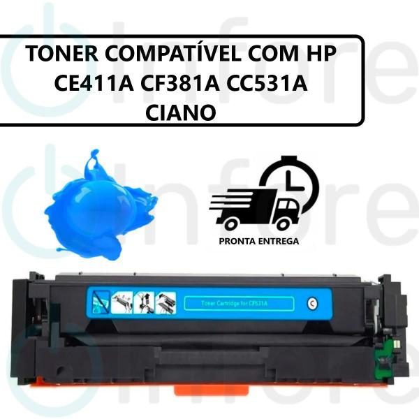 Toner Compatível CC531A CE411A 304A 305A Ciano CP2025 CP2025DN M351 - PREMIUM Imagem de Toner Compatível CC531A CE411A 304A 305A Ciano CP2025 CP2025DN M351