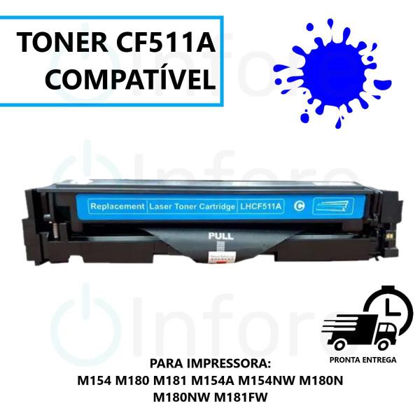 Imagem de Toner Compatível Cf511a Ciano 204a Cyan Para M154a M154nw M180n M180nw M181fw