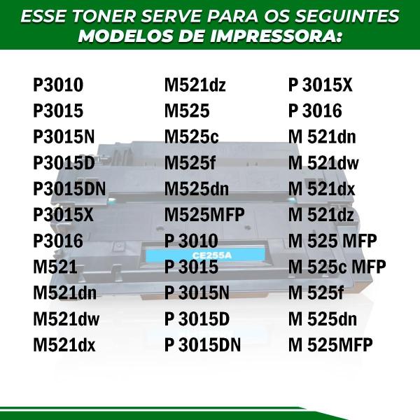 Imagem de Toner Compatível Com CE255A CE255AB  P3015N P3015DN P3016 ENTERPRISE 500 M525F  6K