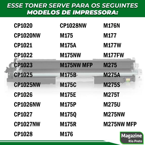 Imagem de Toner Compatível com CE310A Universal 310A 126A Preto  CP1020 1020WN CP1025 M175A