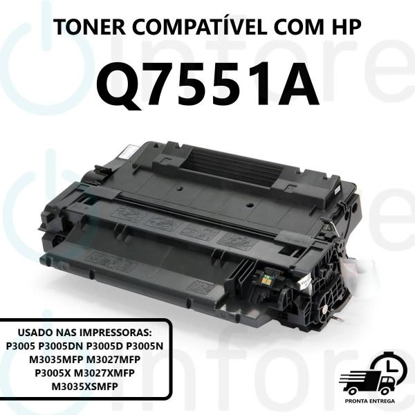 Imagem de Toner Compatível Q7551A 7551A para Impressora P3005 P3005DN P3005D P3005N M3035MFP M3027MFP