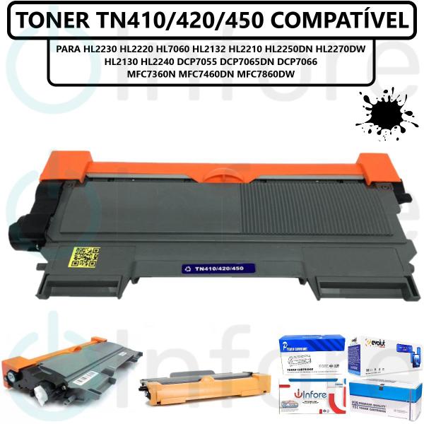 Imagem de Toner Compatível TN450 TN420 TN410 Para Impressoras HL 2130 2132 2210 2220 2230 2240 2240D 2250 2270