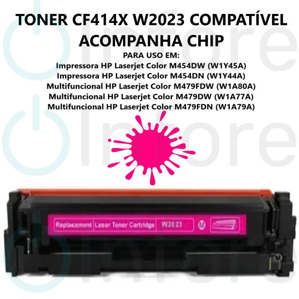 Imagem de Toner Compatível W2023X CF414X Magenta COM CHIP M454DW M454DN M479FDW M479DW COM CHIP