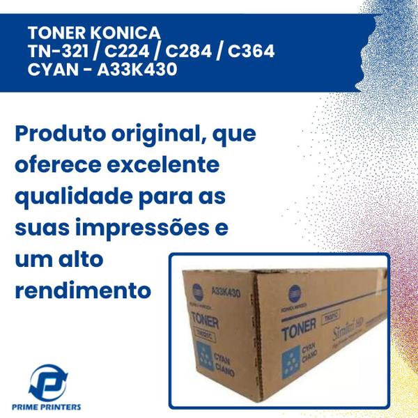 Imagem de Toner Konica TN-321 / C224 / C284 / C364 Cyan - A33K430