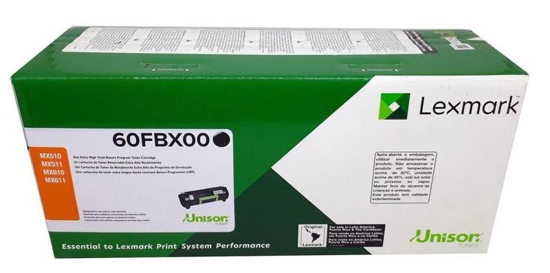 Toner Lexmark Original 604X 60FBX00 MX511 MX611 MX511DE- 20K Imagem de Toner Lexmark Original 604X 60FBX00 MX511 MX611 MX511DE- 20K