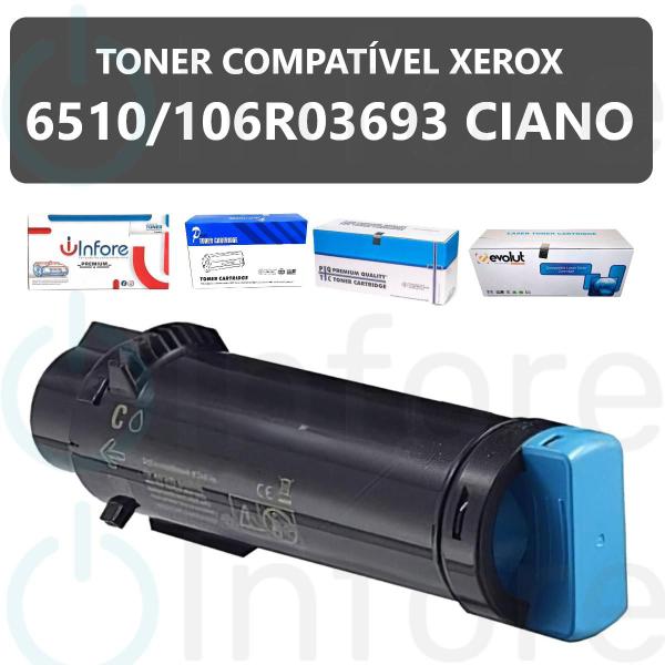 Imagem de Toner P6510 6510 P/ Impressora Phaser 6510 Ph6510 Workcentre 6515 Wc6515 Compatível Ciano