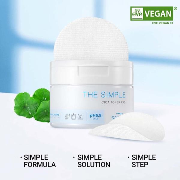 Imagem de Toner Pad SCINIC The Simple Cica 60 unidades com certificação vegana