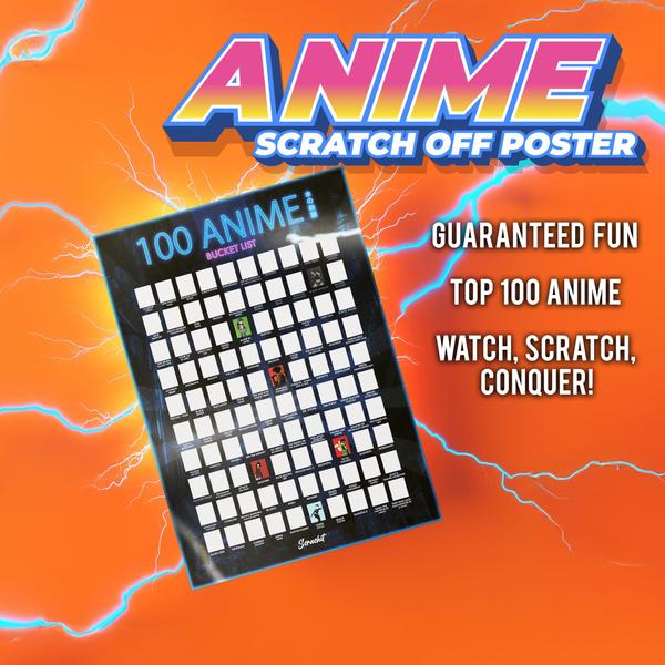 Imagem de Top 100 do pôster Scrachit Anime Scrachit Scratch Off com lista de desejos