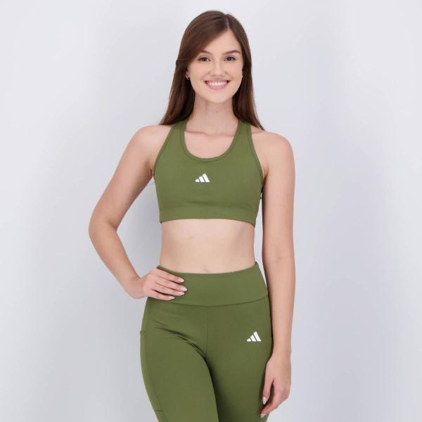 Imagem de Top Adidas Treino Básico Suporte Médio Feminino Verde