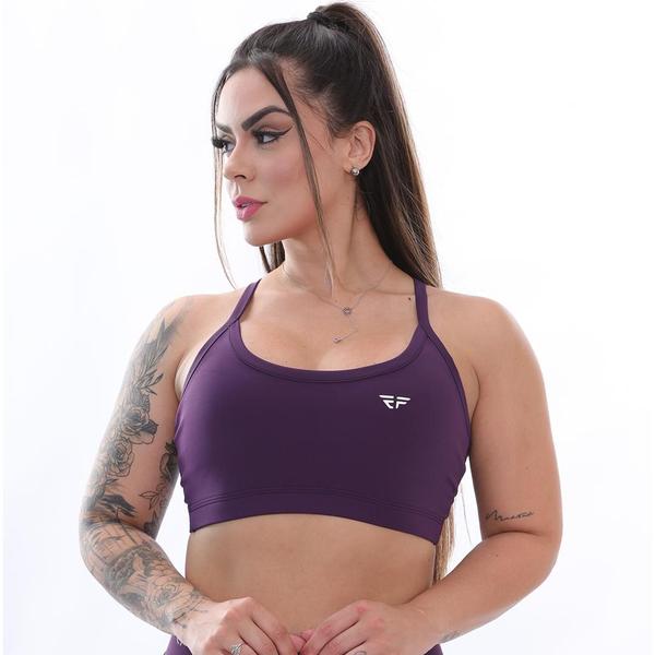 Imagem de Top Alta Sustentação Academia Fitness Treino Violeta