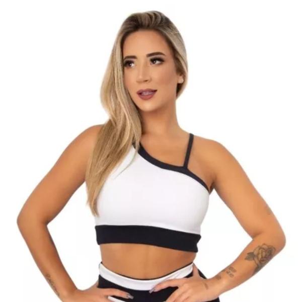 Imagem de Top branco para academia zero transparência para body pump