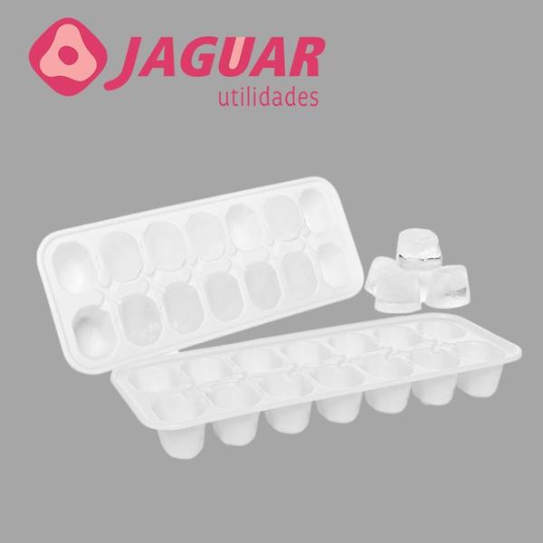 Imagem de Top Center Online Kit 2 Formas de Gelo Flexível Branca Forminha 14 Cubos Jaguar Plástico BPA Free Fr