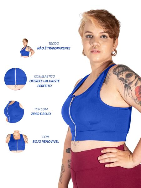 Imagem de Top Com Ziper E Bojo  Removível Plus Size Conforto Garantido pela Wolfox