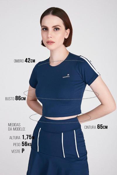 Imagem de Top Cropped Feminino Azul Marinho Poliamida Proteção Solar UV Epulari