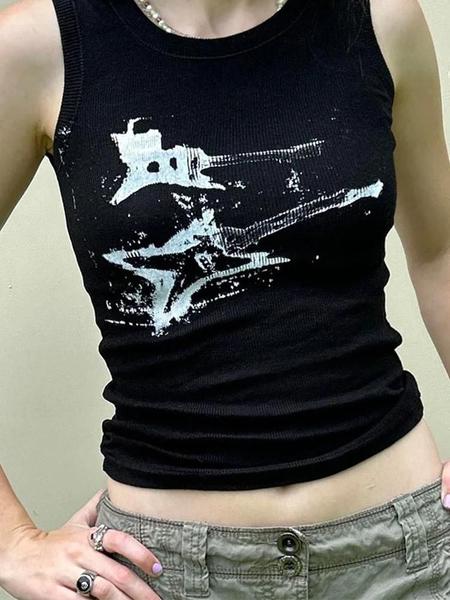 Imagem de Top Cropped Y2K Feminino com Estampa de Guitarra - Estilo Harajuku Grunge