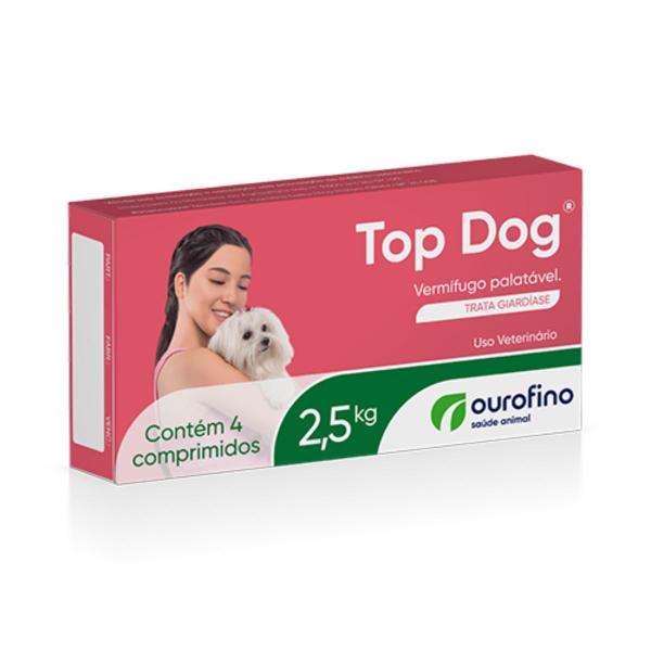 Imagem de Top dog 2,5kg vermifugo palatavel para cães com 4 comprimidos trata giardia ouro fino