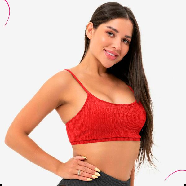 Imagem de Top Faixa Cropped Canelado Alcinha Fina Moda Feminina