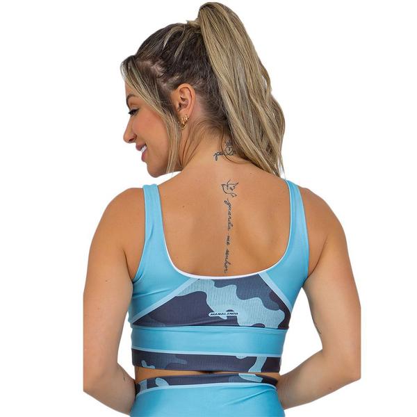 Imagem de Top Feminino Fitness Blue Camouflage Azul