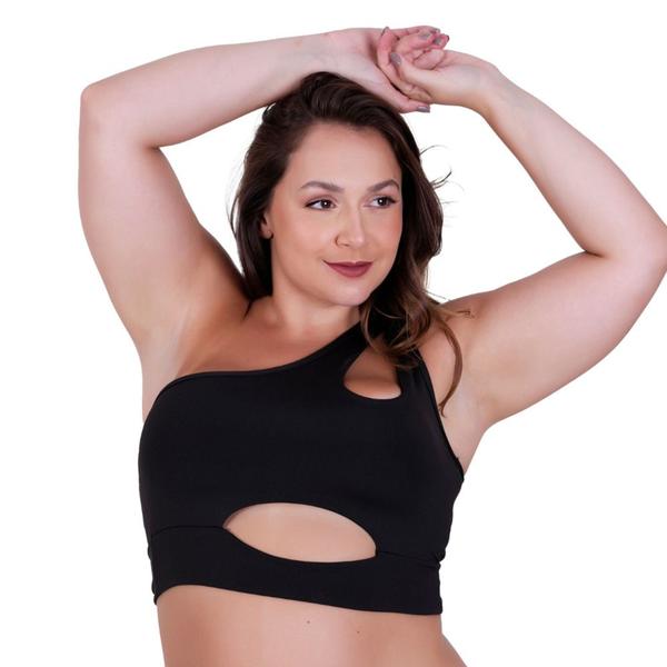 Imagem de Top Fitness Plus Size com Decote para Academia Cropped Luna