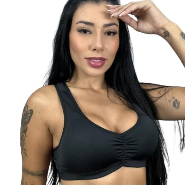 Imagem de Top Nadador Fitness Academia Com Bojo Removível Liso Feminino Treino Sutiã Soutien